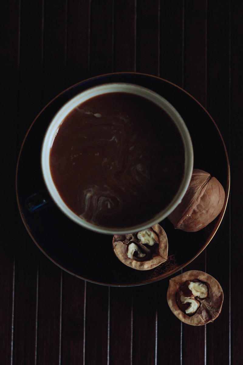 white ceramic bowl with brown liquid