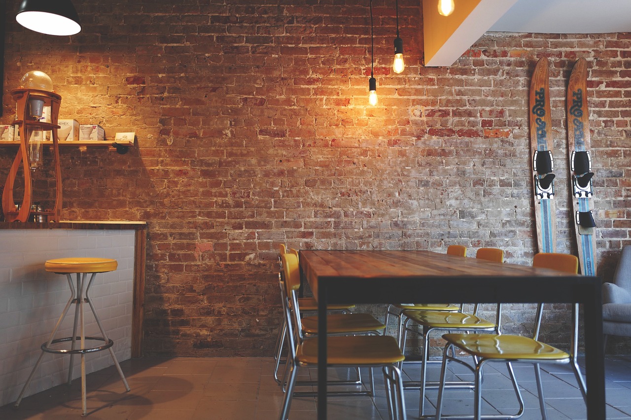 brick wall, chairs, furniture, interior design, lights, restaurant, table, rustic, interior decoration, restaurant, restaurant, restaurant, restaurant, restaurant, table